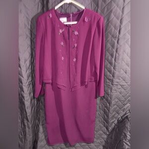 Patra Purple Sheath Dress Long Sleeve Crew Neck